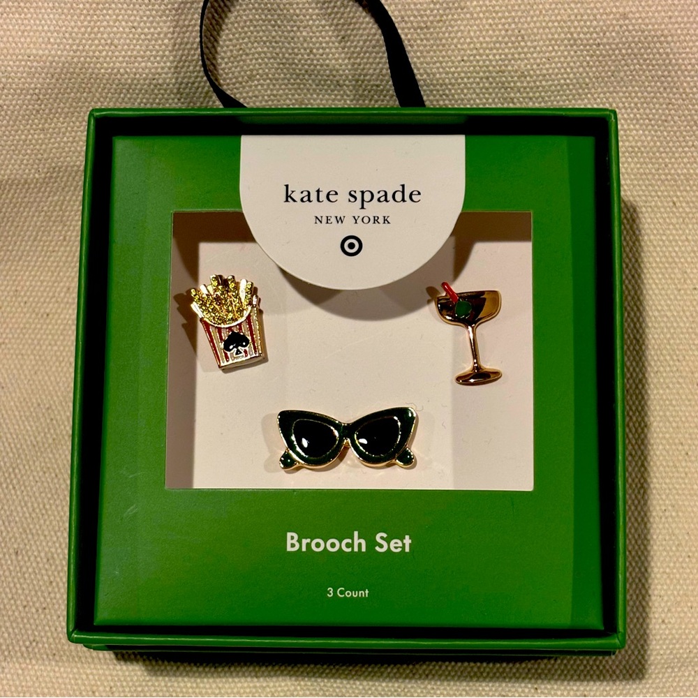 Kate Spade x target sunglasses, fries, martini Brooch Set